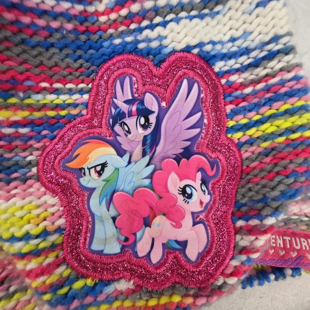 My Little Pony Kids Multi-Color Knit Beanie Pom Pom Hat Rainbow Dash Pinkie Pie